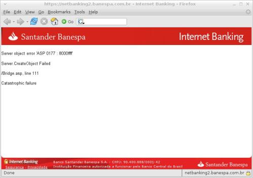 Mensagem de erro - Netbanking Banespa