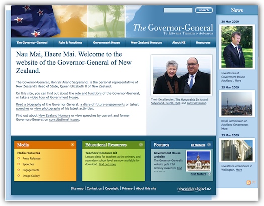 Website governo Nova Zelândia