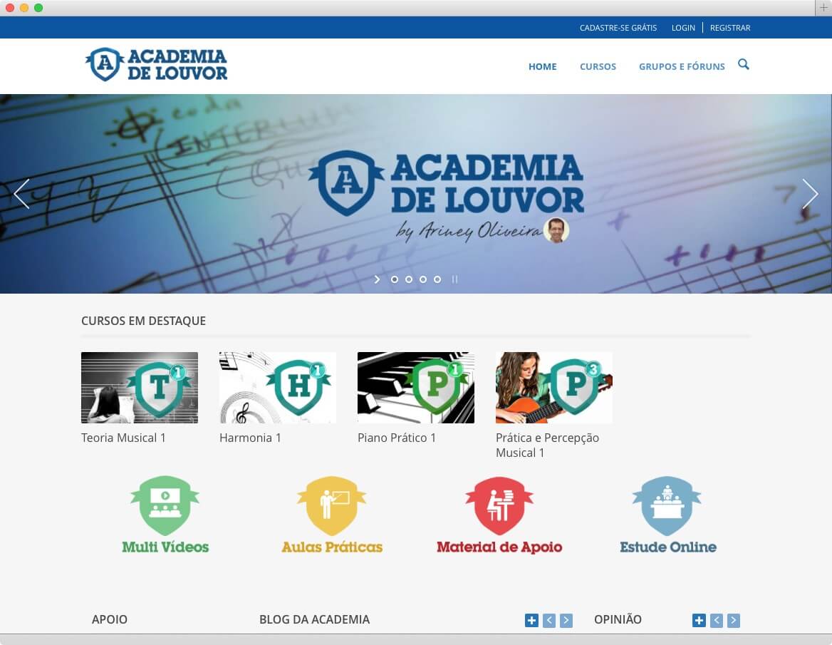 WordPress LMS Academia de Louvor