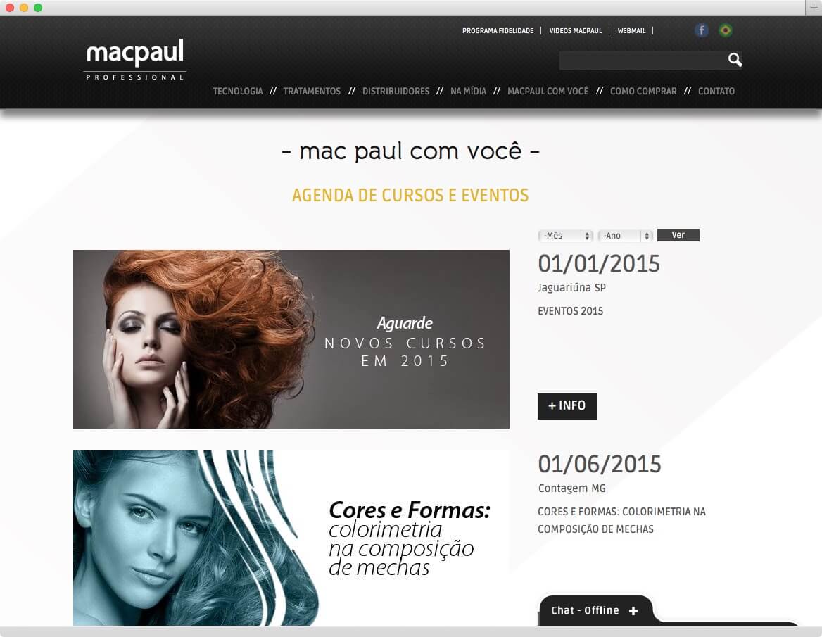 Macpaul Cosméticos - Desenvolvido em Drupal - Agenda